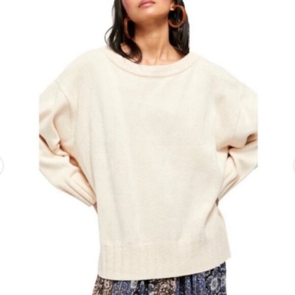 Free people lime green gray off the shoulder tunic sweater size XS - Picture 15 of 16